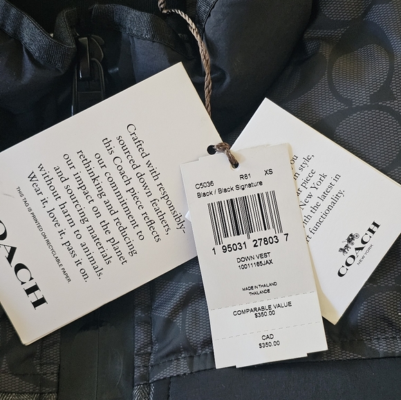 NWT Coach Men's Puffer Down Vest Black Size XS - Picture 12 of 12